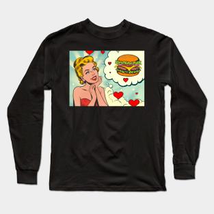 Valentine’s day hamburger vintage love Long Sleeve T-Shirt